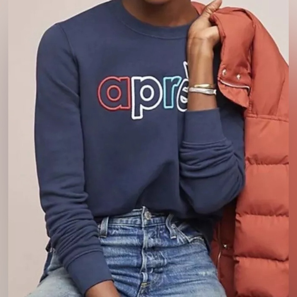 Sol Angeles Aprés Sweatshirt Navy Size M - Picture 2 of 6
